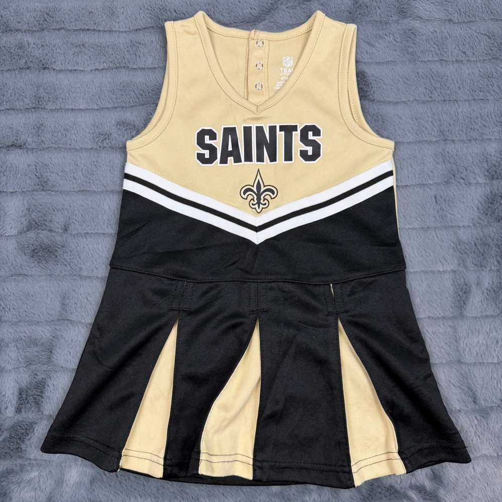 NFL Team Apparel New Orleans Saints Cheerleader Dress Toddler 4T Gold Black